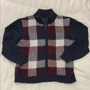 Janie and Jack Checkered Jacket - Navy, Burgundy, White